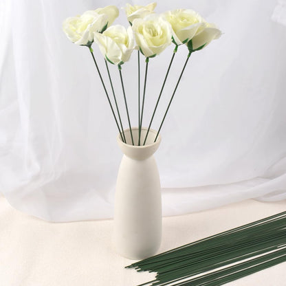 HAIOPS Floral Stems Wire 150pcs 16 Inch 14 Gauge Green Floral Wire Stems for DIY Crafts, Flower Arrangement, Wreath