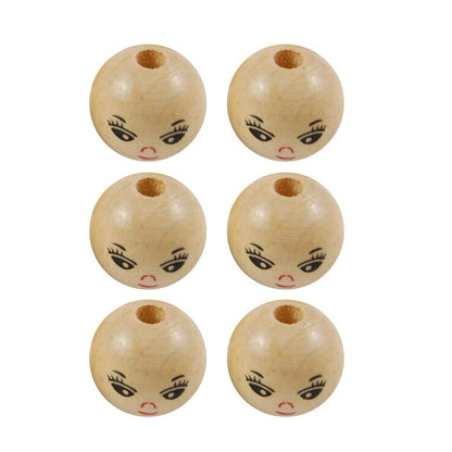 Healifty 100Pcs 14Mm Wooden Face Beads Natural Smooth Round DIY Craft Accessories for Jewelry Making and Creative Kids Projects