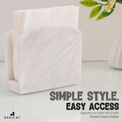 Radicaln Marble Napkin Holder 5.5" Inch White Handmade Dining Table Napkins Holder - Simple Modern Home & Kitchen Paper Towel Holder Countertop For Home Decor