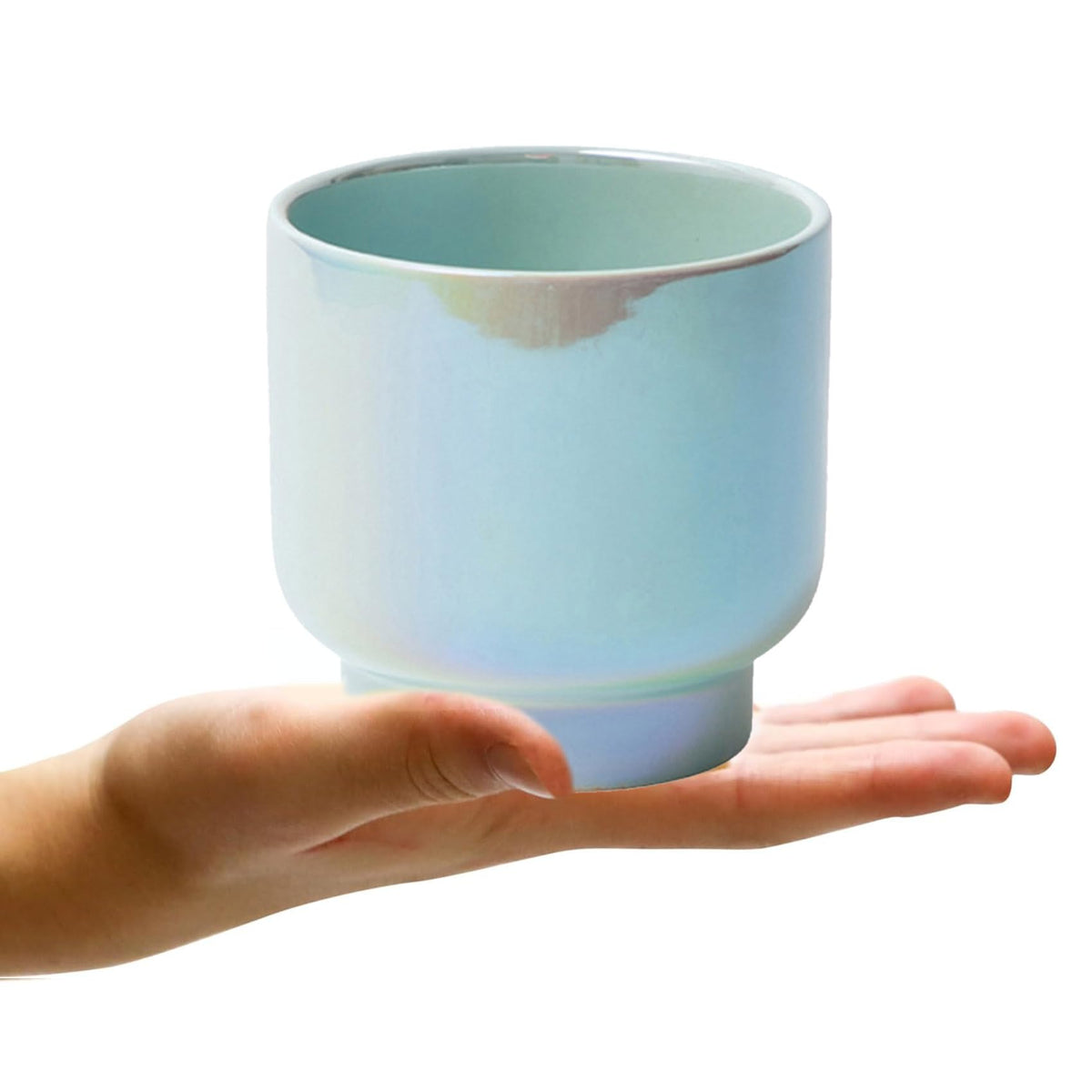LB Blue Ceramic Planters for Indoor Plants, Succulent Plant Pots Ceramic Plant Pot, Modern Flower Pots for Living Room Office Home Decor, Round Flower Pot of 4.3 Inch(Plant Not Included)