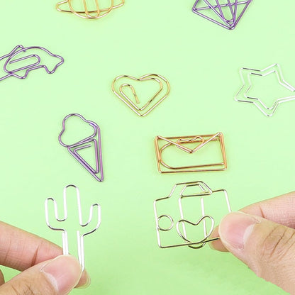 100 pcs Cute Paper Clips, BOSOIRSOU Metal Bookmark Folder Pin Memo Clamp Planner Clip for Pagination Organize Document Organizing Office Supplies School Student