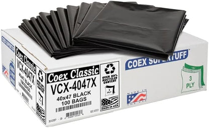 Aluf Plastics - Value COEX 3 Ply Garbage Bags, 45 Gallon, 1.5 Mil