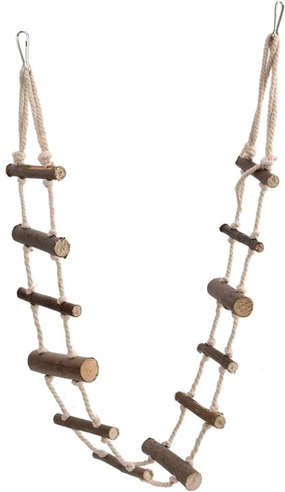 Pet Hamster Climbing Ladder Toys, Squirrel Suspension Rope Bridge Parrot Nature Wood Long Climbing Ladders for Squirrel Hamster Sugar Gliders