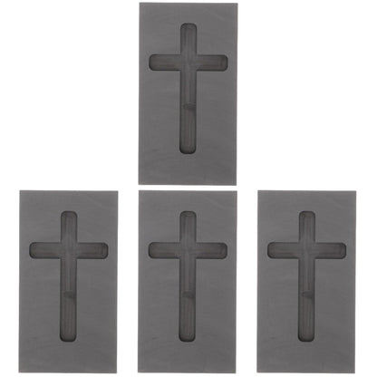 4pcs Gold Silver Graphite Ingot Mold Cross Shape Jewelry Melting Tool for Casting High Thermal Stability Conductivity for Melting Alloys