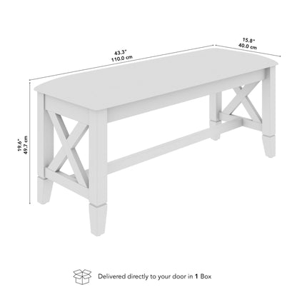 Bush Home 44-inch Upholstered Bedroom Bench, Bedroom Furniture, Key West Collection, Blonde Oak and Bright Beige Fabric
