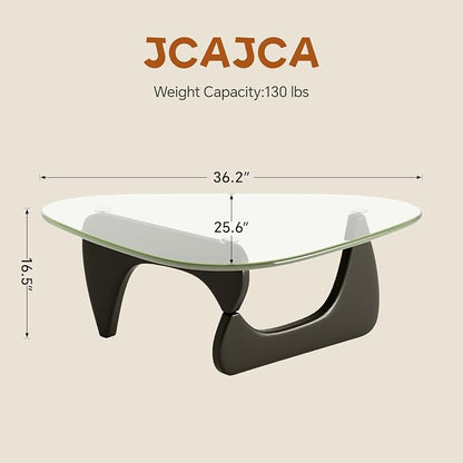Coffee Table for Living Room Mid Century Modern Center Table with Glass Top, 32 Inch, Black/Transparent