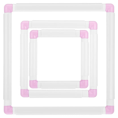 3 Pack Square Embroidery Hoops, Plastic Cross-Stitch Hoops, Plastic Clip Frame for Embroidery, Embroidery Quilting Frames (6x6, 8x8, 11x11)