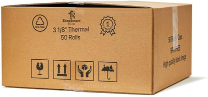 (50) 3 1/8 x 230 Thermal Paper Receipt Rolls 3.125 x 230 ft, POS/Cash Register Paper, TM-T88 T20 T90 Bixolon SRP-350 370, BPA Free, 50 Rolls, 48 GSM