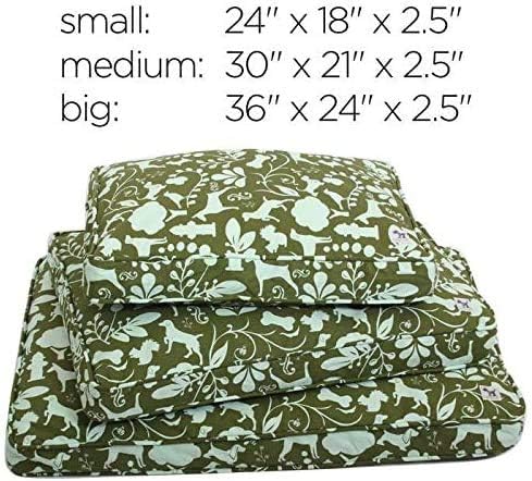 Molly Mutt Sheepy Wool Crate Mat - 100% Cotton Canvas Cover with Temperature-Regulating 100% Natural Wool-Filled Insert Dog Bed - Soft & Supportive Wool-Filled Bed - (48"x30"x2.5", Forever Young)