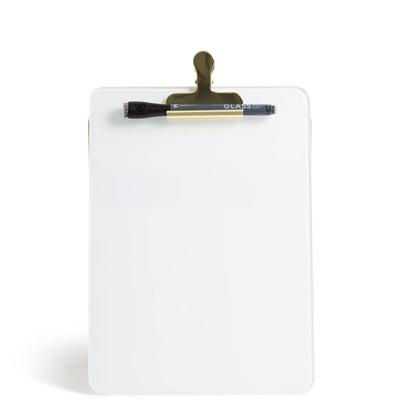 U Brands Glass Dry-Erase Desktop Easel, Tempered Glass, Gold Metal Stand, Removable Clip