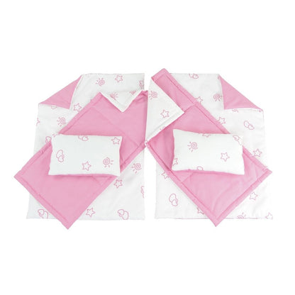 Emily Rose 14 Inch Doll Bunk Bed Set - Pink/White Wooden Furniture with 2 Complete Bedding Sets - Fits Wellie Wishers, Glitter Girls & 14” Dolls