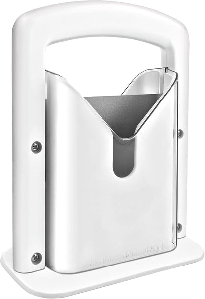 Bagel Slicer,Perfect for Bagels, Safe Grip, Guillotine Cutter, Safety Shield, Stainless Steel (white)