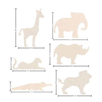 Good Wood By Leisure Arts: African Safari Crate Set - 7 Piece Animal Wood Cutouts - Small Wooden Shapes for Crafts Wooden Craft Shapes Animals to Paint