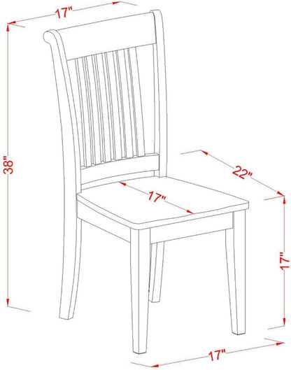 East West Furniture POC-OAK-W Portland Kitchen Dining Chairs - Slat Back Wooden Seat Chairs, Set of 2, Oak