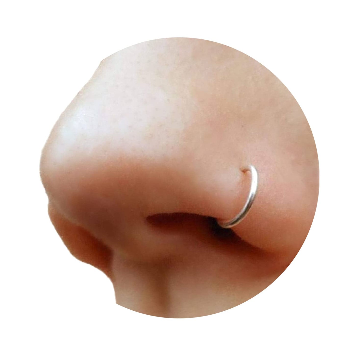 EnCharmed Fake Clip On Nose Ring 20g - Tiny Faux Piercing Hoop - No Piercing Needed (925 Sterling Silver)