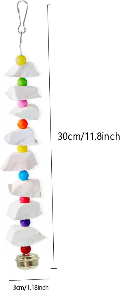 2 Pack Bird Toys with Cuttlebone, Parakeet Toys, Bird Beak Grinding Stone, Cage Accessories for for Parakeet Conure Lovebird Cockatiel Finch Canary Hamster Chinchilla Rabbit (Small)