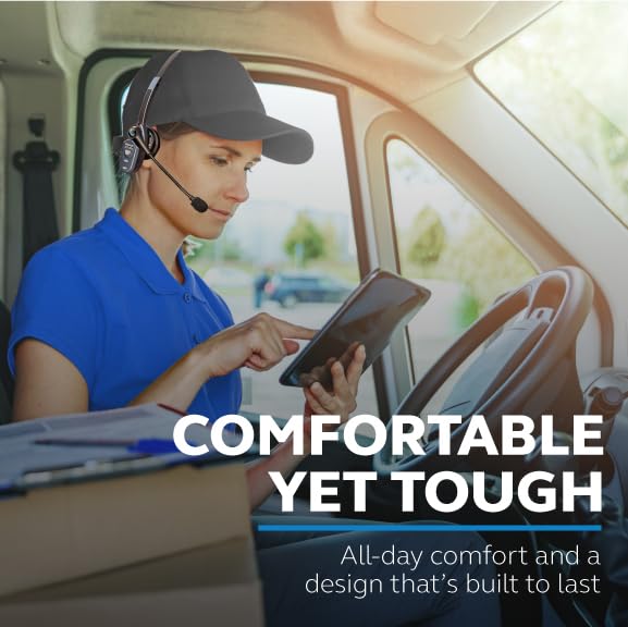 BlueParrott M300-XT SE Mono Bluetooth Wireless Headphones 80% Noise Canceling Earpiece Headset for Mobile Workers & Delivery Drivers, Compact Design with IP54-Rated Protection, 14 hrs Talk Time, Black