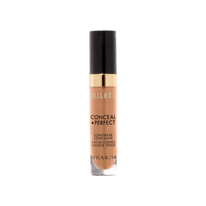 Milani Conceal + Perfect Longwear Concealer Full Coverage Infused with Hyaluronic Acid & Vitamin E, Cover Dark Circles, Blemishes & Skin Imperfections for Long-Lasting Wear - Light Nude