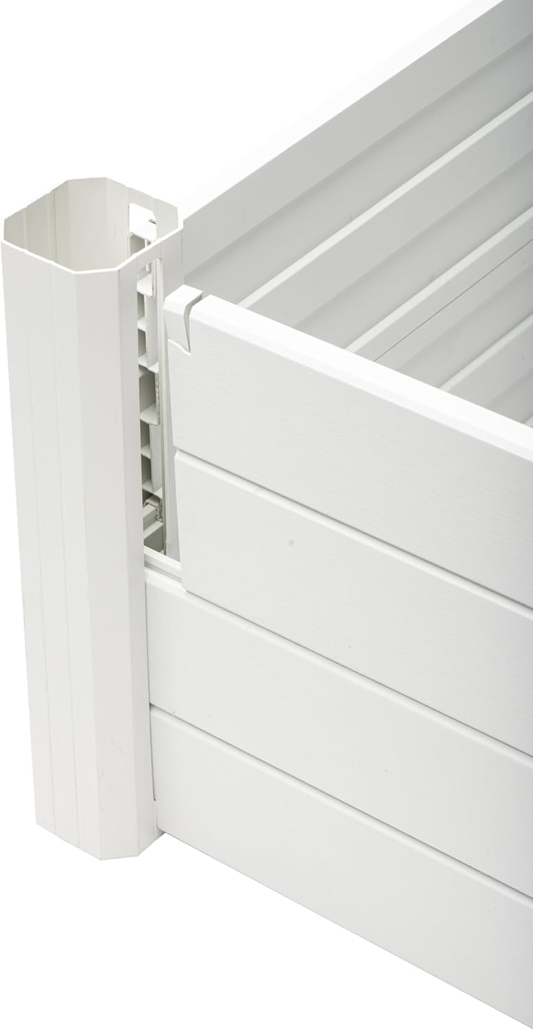 NuVue Products 26001 Premium Outdoor Raised Garden Bed for Growing Edible Plants and Flowers, BPA-Free Woodgrain Panel Elevated Planter Box, 48” L x 48” W x 15” H, White