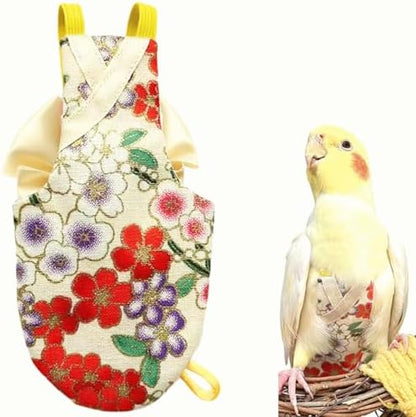 Bird Flight Suits Diapers, Parrot Flight Suits Diapers for Quaker Parakeets Cockatiels Conures Macaw African Grey, Bird Diaper, Parrot Clothes (Almond,M)