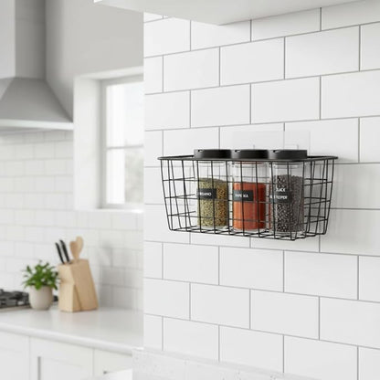 Hanging Kitchen Baskets Adhesive Sturdy Wire Storage Baskets