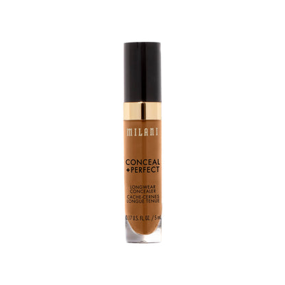 Milani Conceal + Perfect Longwear Concealer Full Coverage Infused with Hyaluronic Acid & Vitamin E, Cover Dark Circles, Blemishes & Skin Imperfections for Long-Lasting Wear - Light Nude
