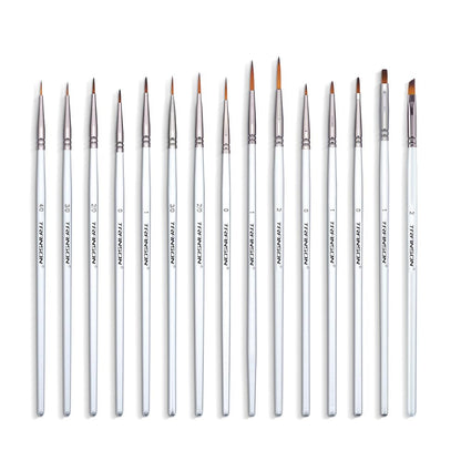 Transon Fine Detail Paint Brush Set 15pcs for Miniature Models Craft Painting Body Painting with Acrylic Gouache Watercolor Tempera and Oil Paint