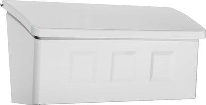 Architectural Mailboxes Wayland Galvanized Steel Wall Mount Mailbox, 2689W-10, White, Small Capacity
