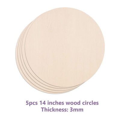 10PCS 14Inch Cutouts Blank Round Wood Slice Wood Circles for Crafts, Unfinished Wooden Slices Blank Round Wooden Circles, Wood Circles for Painting, DIY Door Hanger, Home, Party, Decor 0.1 Inch Thick