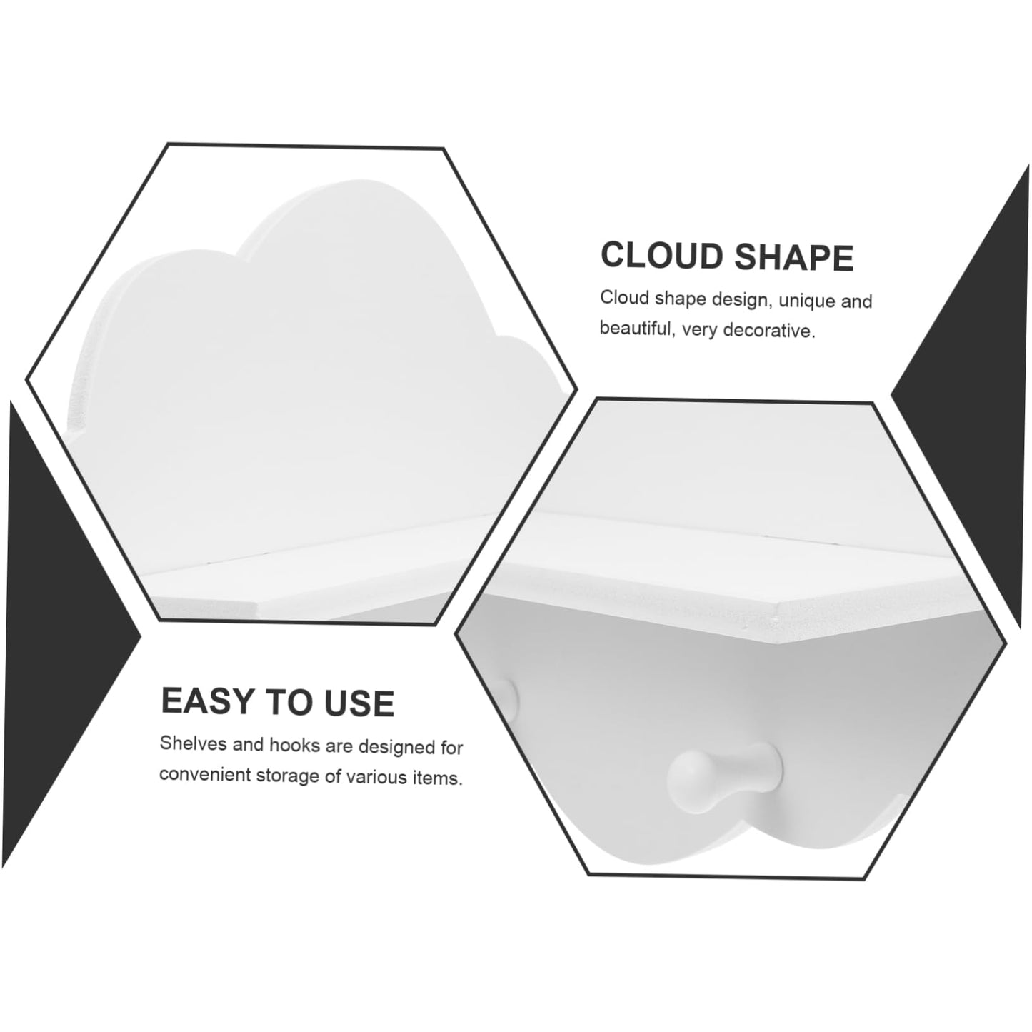 ARTIBETTER 14" Wooden Cloud Floating Shelf - No-Drill White Wall Mounted Storage Ledge, Solid Wood Nursery Book Shelf for Kids Room, Adorable Wall Decor for Toys, Figurines & Photos (1 Pack)