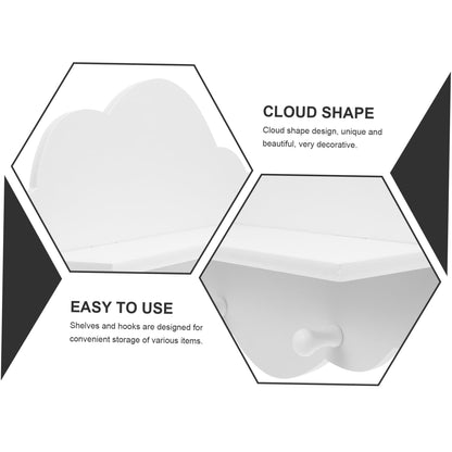 ARTIBETTER 14" Wooden Cloud Floating Shelf - No-Drill White Wall Mounted Storage Ledge, Solid Wood Nursery Book Shelf for Kids Room, Adorable Wall Decor for Toys, Figurines & Photos (1 Pack)