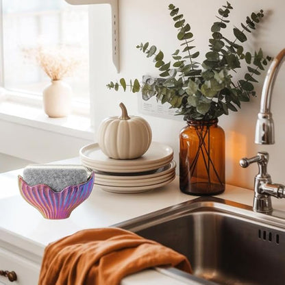 Sponge Holder for Kitchen Sink, Ceramic Dish Sponge Holder