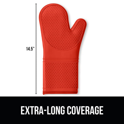 GORILLA GRIP BPA-Free Soft Silicone Oven Mitts and Pot Holders Sets, Heat Resistant Waterproof Cooking Gloves, Thick Cotton Lining, Flexible Gripping for Baking Grilling, Kitchen Trivets, Turquoise