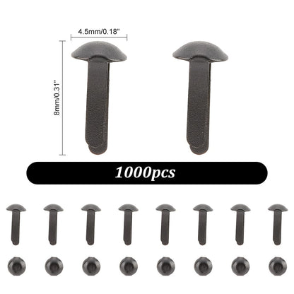 PH PandaHall 1000pcs Mini Brads Fasteners Black Metal Paper Fasteners Iron Scrapbooking Brads Pastel Brads for Paper Crafts School Project Decorative Scrapbooking DIY Supplies 4.5x8mm