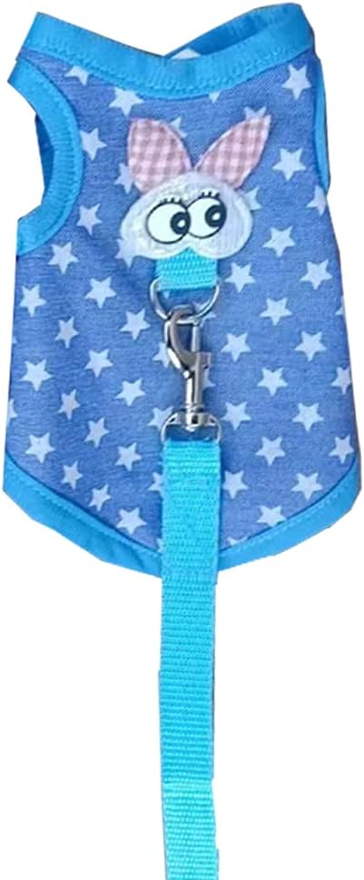 Small Animals Harness Warm Hamster Clothes Blue Guinea Pig Harness and Leash Set Small Pets Outfits for Mouse Rats Hedgehog Squirrel and Small Breeds,S