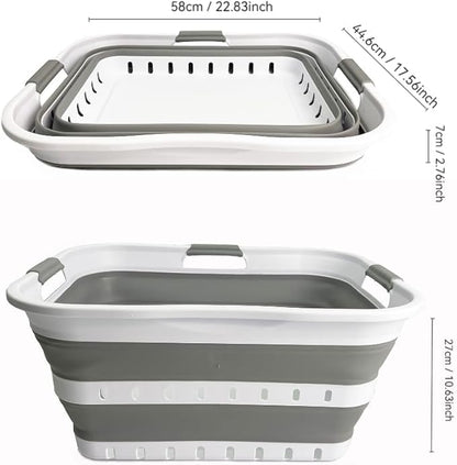 SAMMART 42L Collapsible Plastic Laundry Basket