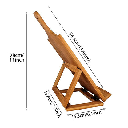 Cookbook Stand for Kitchen Counter, Rustic Cookbook Display Holder for Convenient Cooking, Adjustable Pad Tablet Recipe Book Holder, Wood Cutting Board Style Kitchen Gifts for Cooking Lovers