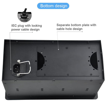 Tabletop Multimedia Connectivity Box with 4 AC Power+2 HDMI+2 RJ45+1 USB3.0 Port +1 USB-C +2 Audio with 5.58ft Power Cord for Conference Room Office Desk(Black)