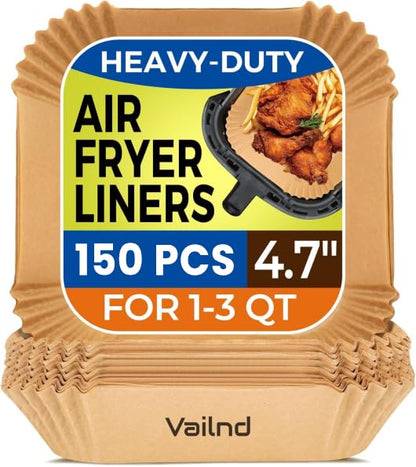 400 Pcs Air Fryer Paper Liners, 8" Square Air Fryer Liners Disposable, Heavy-Duty Parchment Paper for 5-8 qt Airfryer Basket, Non-Stick & Grease-Proof Baking Liner for Oven Pan