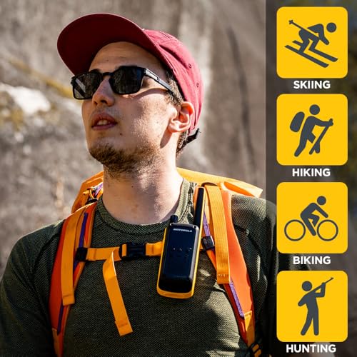 Motorola T470 Talkabout Two Way Radios, Long Range Emergency Rechargeable Waterproof Walkie Talkies 22 Channel, 35 Mile outdoor Black Yellow, 2 Pack