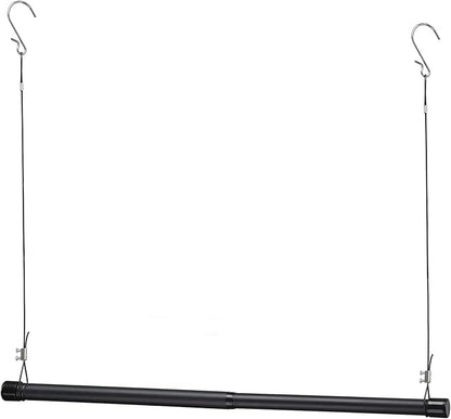INFLATION Hanging Closet Rod 15-40 Inch Adjustable Width for Stylish Clothes Rack and Hangers, Versatile Black Tension Rod 35 Inch Height Perfect Clothing Organizer for Women, Men, Kids