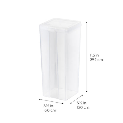 IRIS USA Vertical Plastic Flip Top Storage Containers Bins with Lids for Pantry, Home, Office, Organization, Large, Stackable Hinged Organizer with Latches, Clear, 6 Pack