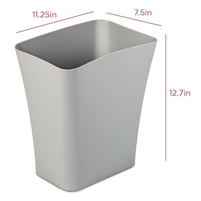 Clorox Textura Slim Trash Can - 3.1 Gallon Small Waste Basket for Narrow Spaces - Skinny Plastic Garbage Bin for Bathroom, Bedroom, or Office, Grey