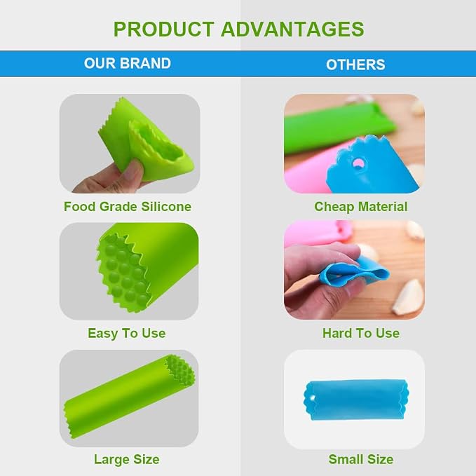 Garlic Peeler Silicone Garlic Skin Remover Roller Garlic Tube Rollers Skin Remover, Garlic Roller Peeling Tube Tool for Useful Kitchen Tools (Blue)