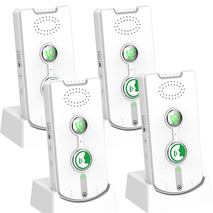 2 Way Intercom for Home Upgraded, Portable Wireless Intercom System for House with 5 Level Volume and Ringtones Adjustment Rechargeable for Hospital Hotel Office Business 4 Pack(White)