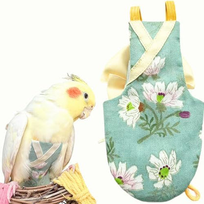 Bird Flight Suits Diapers, Parrot Flight Suits Diapers for Quaker Parakeets Cockatiels Conures Macaw African Grey, Bird Diaper, Parrot Clothes (Green A,M)
