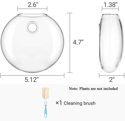 Mkono Wall Hanging Planter Propagation Station Glass Flower Vase for Hydroponics Plants, Bathroom, Home Office Living Room Decor Gift, Oblate Set of 4(Plants not Included)