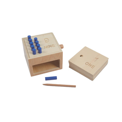 Adena Montessori Toys Wooden Counting Peg Game - Learn to Count 1-10 with Numerals, Peg Drop Box & Tumbling Pegs - Educational Toddler Toy for Early Math Skills Development (Small Counting Pegs Board)