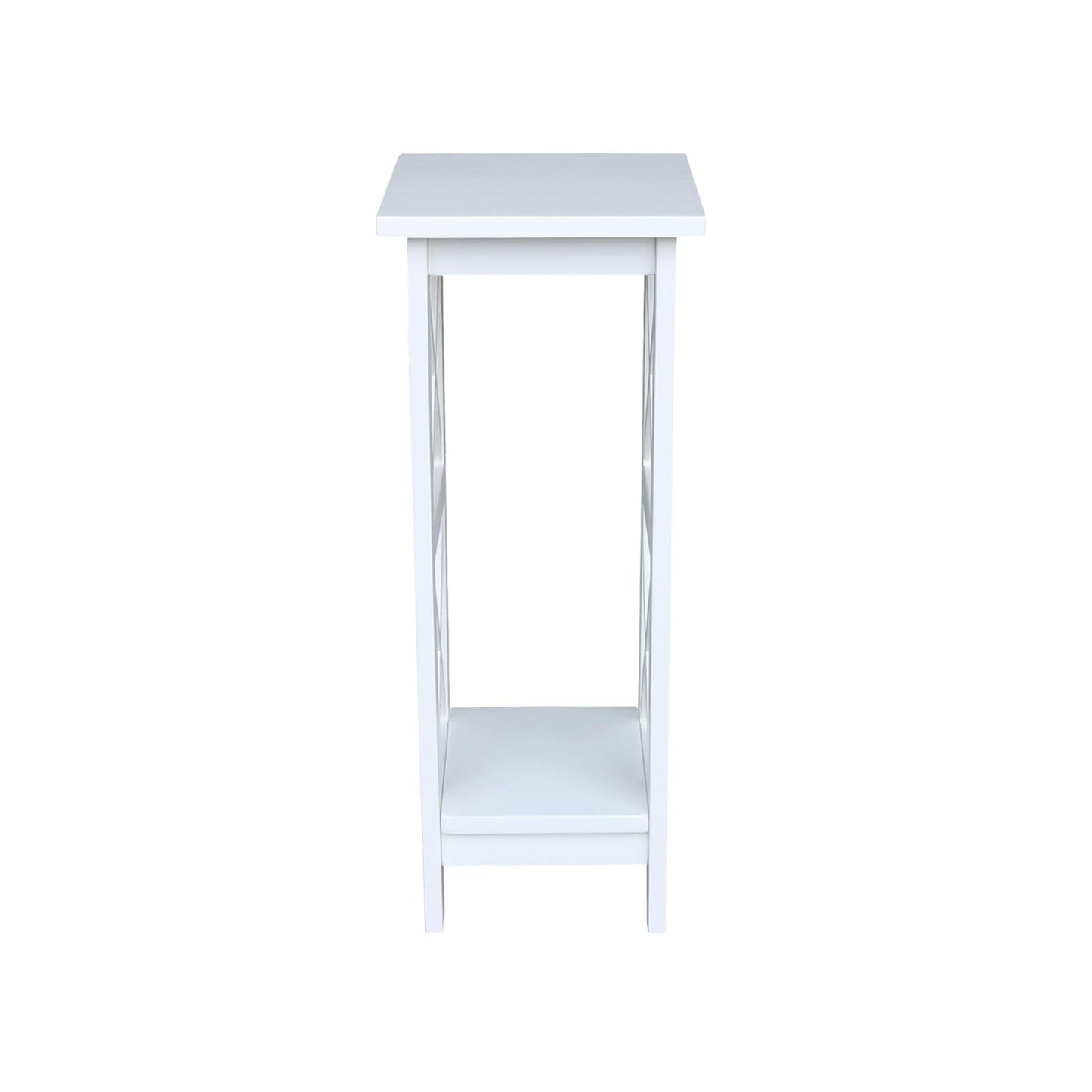 IC International Concepts, 30" X-Sided Plant Stand , Solid Wood, Real Parawood, 12" W x 12" D x 30" H, Easy Assembly, Snow White