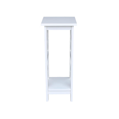 IC International Concepts, 30" X-Sided Plant Stand , Solid Wood, Real Parawood, 12" W x 12" D x 30" H, Easy Assembly, Snow White